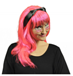 Neon Parykk med Sløyfe Rosa