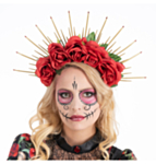 Day of the Dead Blomsterkrone Hårbøyle Rød