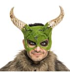 Monster Maske med Horn Grønn