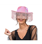 Glitrende Cowboyhatt med Frynser Lyserosa