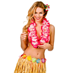 Deluxe Hawaii Blomsterkrans Sjokkrosa