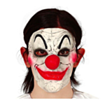 Halloween Klovn Halvmaske Hvit og Rød
