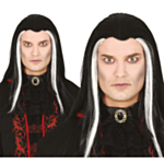 Hvitstripete Vampyr Parykk Svart