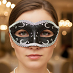Maskerade Øyemaske Svart og Sølv