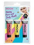 Moon Glow Pastell Neon UV Ansiktsmaling, Korall/Gul/Lilla