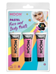 Ansiktsmaling UV Pastell Prinsesse Sminkesett Oransje Rosa og Lilla