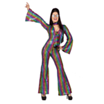 Disko Catsuit Kostyme Regnbue