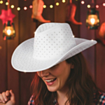Rhinsten Cowboyhatt Hvit