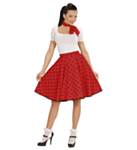 50-talls Polka Skjørt Rød