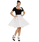 50-talls Polka Skjørt Hvit