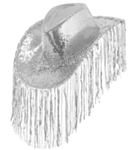 Paljett Cowboyhatt Sølv