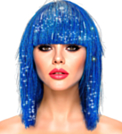 Glitter Disco Parykk Blå