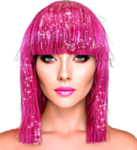 Glitter Disco Parykk Rosa