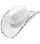 Glitter Cowboyhatt Hvit