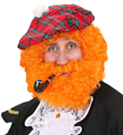 Skotsk Leprechaun Krøllete Parykk & Skjegg Oransje