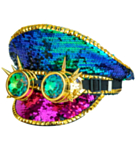 Glitter Steampunk Kapteinhatt Rosa og Blå