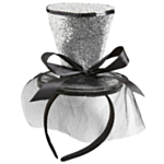 Sølv glitrende hatt på hårbøyle