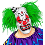 Horror klovnemaske med grønt hår
