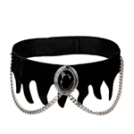 Gotisk choker med sort stein og kjeder