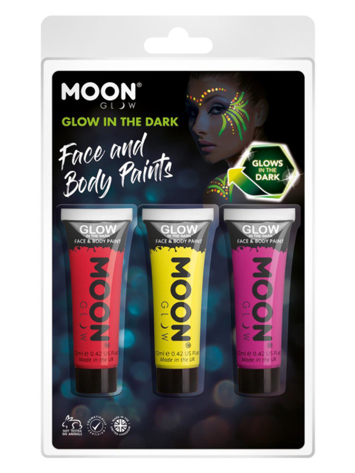 Moon Glow In The Dark Face Paint M41606 Costume Make Up Moon Glow In The Dark Face Paint M41606 Costume Make Up