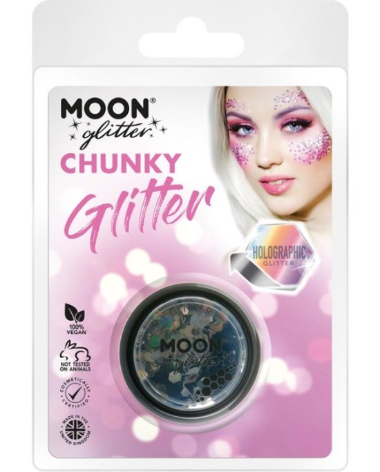 Moon Glitter Holographic Chunky Black G04687 Costume Make Up Moon Glitter Holographic Chunky Black G04687 Costume Make Up