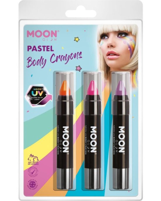 Moon Glow Intense Neon UV Body Crayons M34714 Costume Make Up Moon Glow Intense Neon UV Body Crayons M34714 Costume Make Up