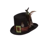 Steampunk Flosshatt med Fjær Svart