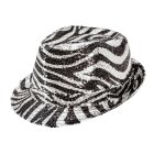 Sebrastripete Fedora Hatt Sølv