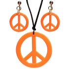 Hippie fredstegn smykkesett oransje