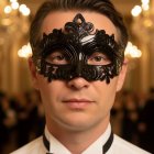 Venetiansk Barokk Øyemaske Svart