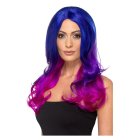 Deluxe Lang Ombre Parykk Blå og Lilla