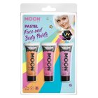 Ansiktsmaling UV Pastell Prinsesse Sminkesett Oransje Rosa og Lilla