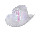 Paljett Cowboy Hatt Iriserende Hvit