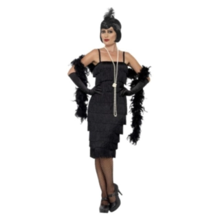 1920-talls Charleston Flapper Kostyme Svart