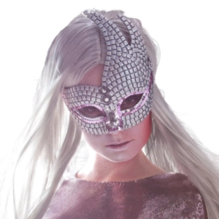 Maskerade Øyenmaske Sølv og Lyserosa