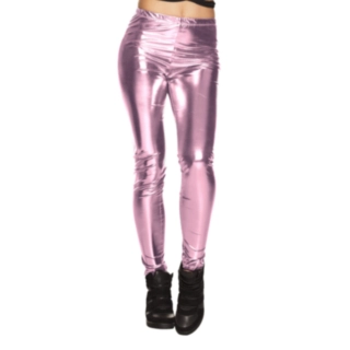 Metalliske Disco Leggings Lyserosa