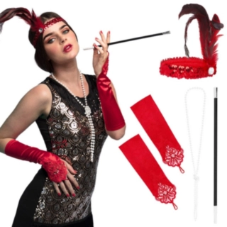 1920-talls Flapper Sett Rød