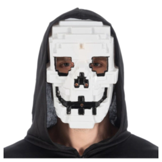 Pixel Gamer Hodeskalle Maske Hvit