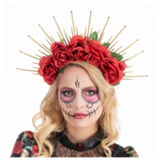 Day of the Dead Blomsterkrone Hårbøyle Rød