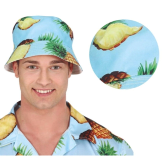 Hawaii Ananas Bøttehatt Blå
