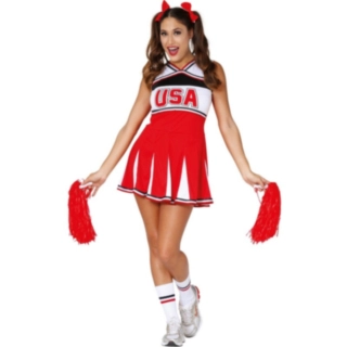 USA Cheerleader Kostyme Rød og Hvit