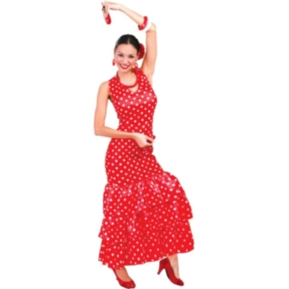 Flamenco Kjole Kostyme Rød