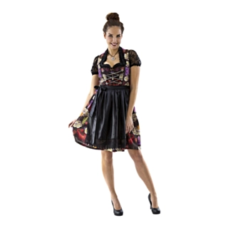 Dirndl Blomster Svart