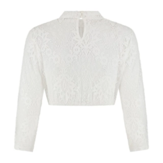 Dirndl Bluse Høyhalset Blonde Kremhvit