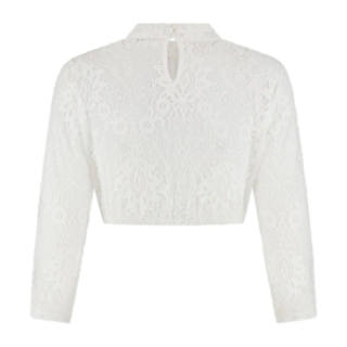 Dirndl Bluse Høyhalset Blonde Kremhvit