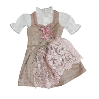 Barnedirndl Champagne og Lyserosa