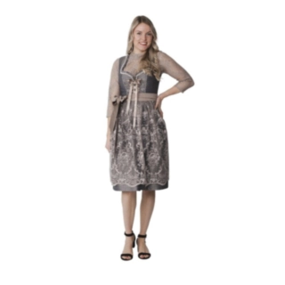 Dirndl Jacquard Blomstrete Sølvgrå