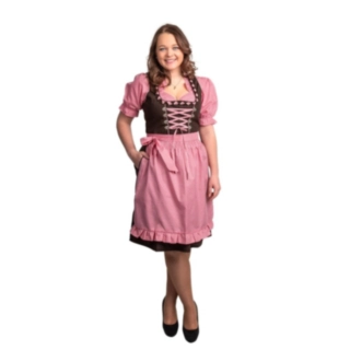 Dirndl Rutemønster Lyserosa og Brun
