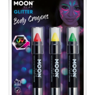Sminkeblyanter Neon UV Glitter Rød Gul og Grønn