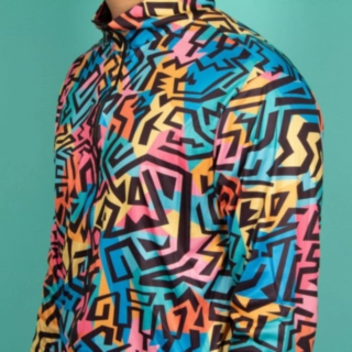 80-talls Geometrisk Sikksakk Treningsdress